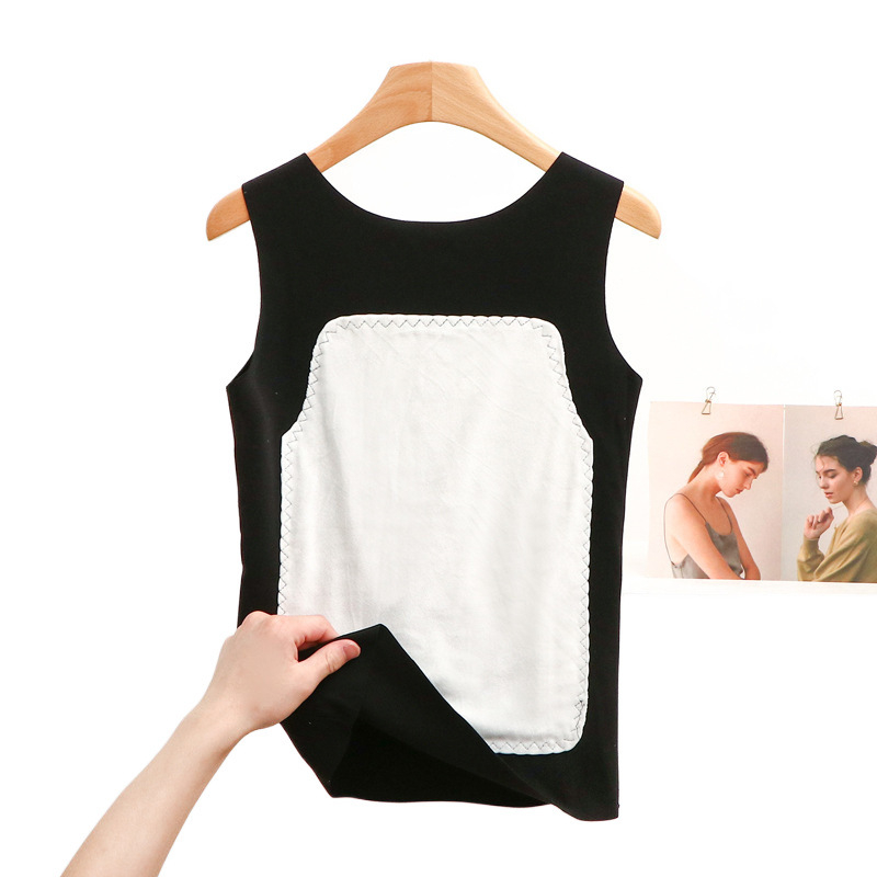 Moteriška terminė liemenė su fliso įdanga, be siūlių, storesnis poliesterio Derong audinys, vienos spalvos dizainas, velūro aplikacija, apvali kaklo linija