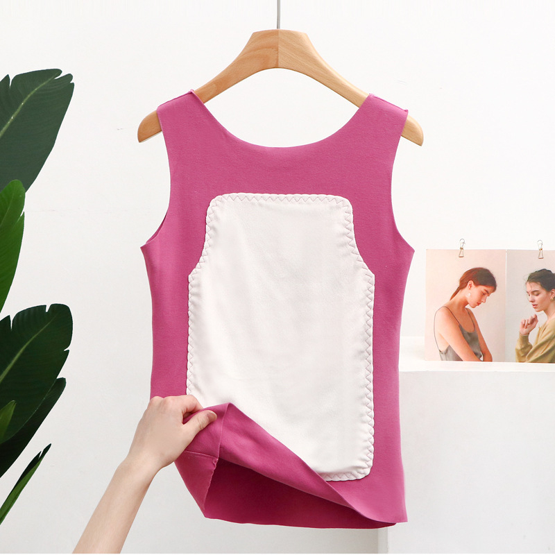 Moteriška terminė liemenė su fliso įdanga, be siūlių, storesnis poliesterio Derong audinys, vienos spalvos dizainas, velūro aplikacija, apvali kaklo linija