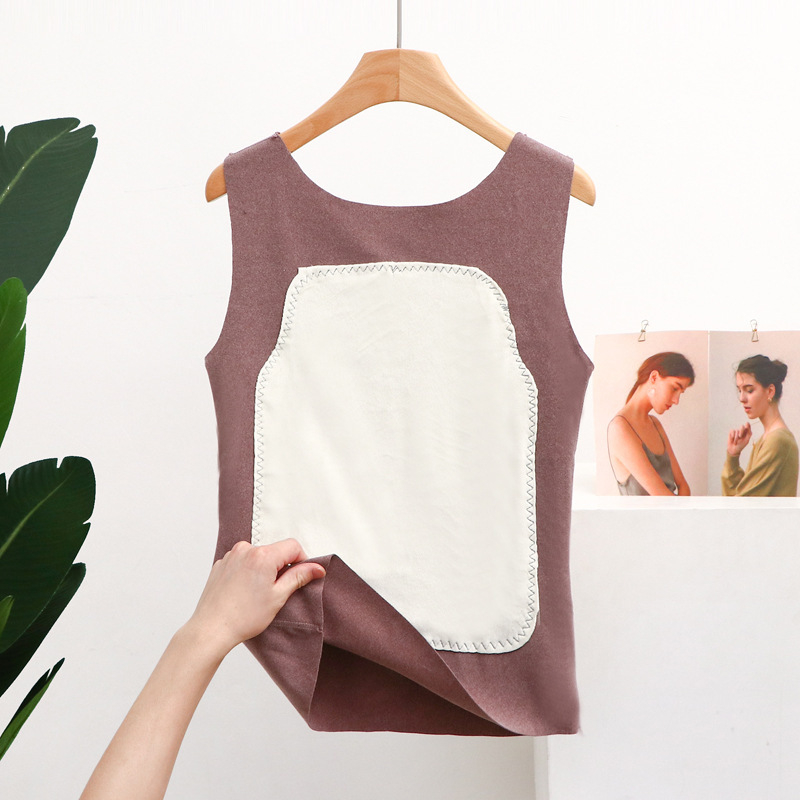 Moteriška terminė liemenė su fliso įdanga, be siūlių, storesnis poliesterio Derong audinys, vienos spalvos dizainas, velūro aplikacija, apvali kaklo linija