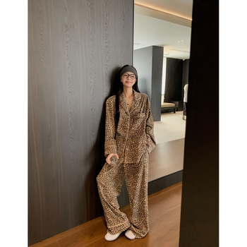 Set de pijamale pentru femei – stil cardigan, bumbac artificial, mâneci lungi, pantaloni