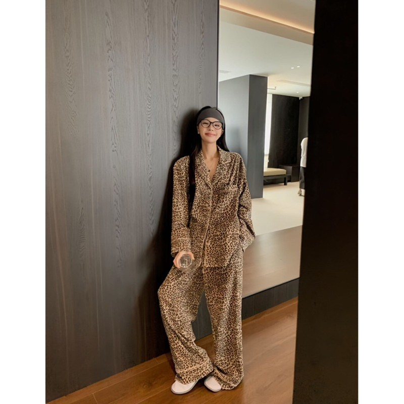 Set de pijamale pentru femei – stil cardigan, bumbac artificial, mâneci lungi, pantaloni