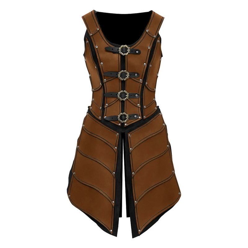 Felnőtteknek szóló bőr páncél – középkori reneszánsz lovag tunika, Halloween cosplay elf harcos, tavasz 2025 megjelenés