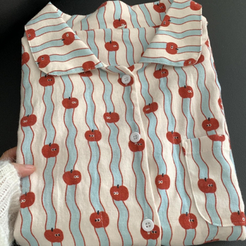 Set de pijamale pentru femei - 100% bumbac, mâneci lungi, pantaloni lungi, grosime medie 251–300 g/m²