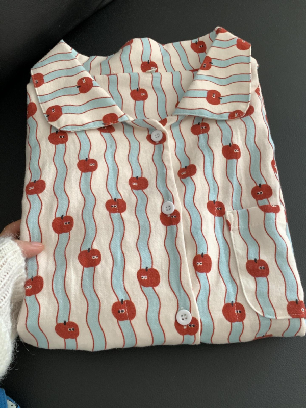 Set de pijamale pentru femei - 100% bumbac, mâneci lungi, pantaloni lungi, grosime medie 251–300 g/m²