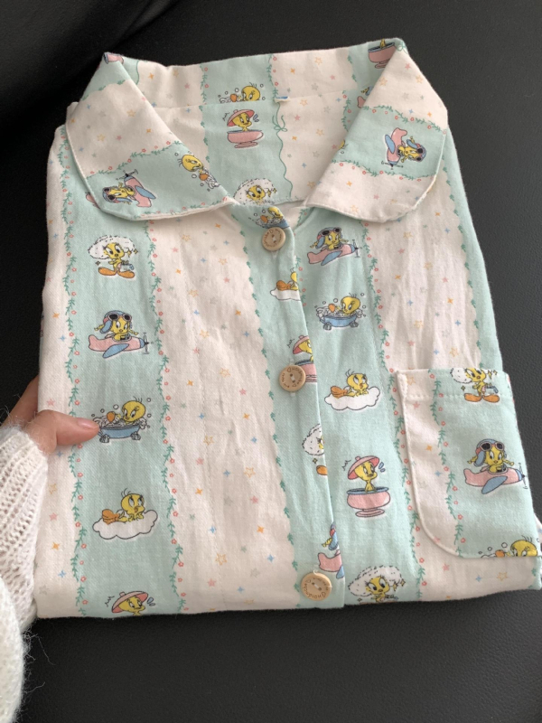 Set de pijamale pentru femei - 100% bumbac, mâneci lungi, pantaloni lungi, grosime medie 251–300 g/m²