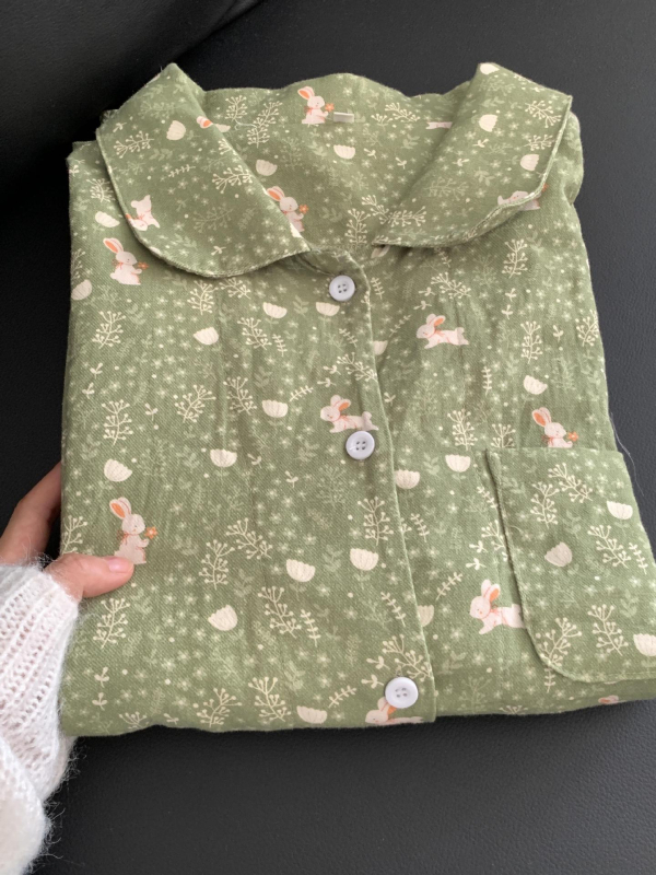 Set de pijamale pentru femei - 100% bumbac, mâneci lungi, pantaloni lungi, grosime medie 251–300 g/m²