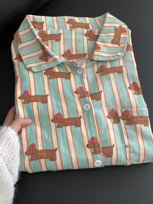 Set de pijamale pentru femei - 100% bumbac, mâneci lungi, pantaloni lungi, grosime medie 251–300 g/m²