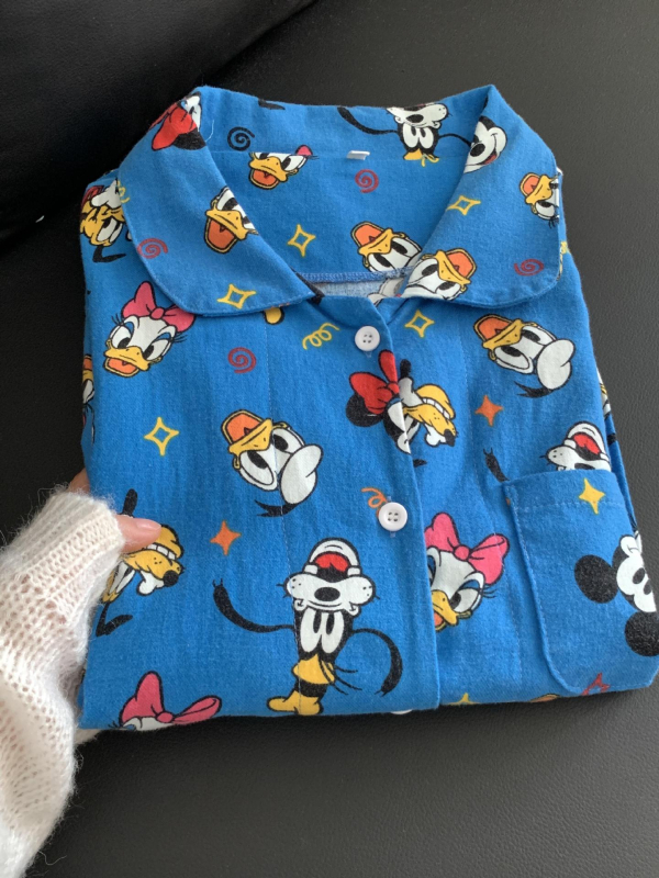 Set de pijamale pentru femei - 100% bumbac, mâneci lungi, pantaloni lungi, grosime medie 251–300 g/m²