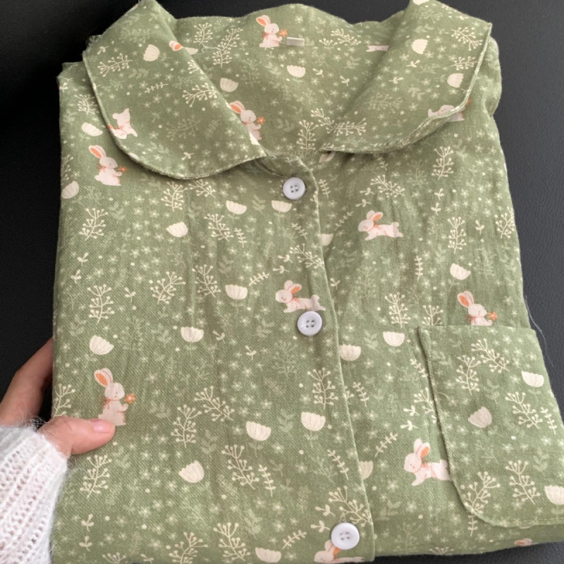 Set de pijamale pentru femei - 100% bumbac, mâneci lungi, pantaloni lungi, grosime medie 251–300 g/m²