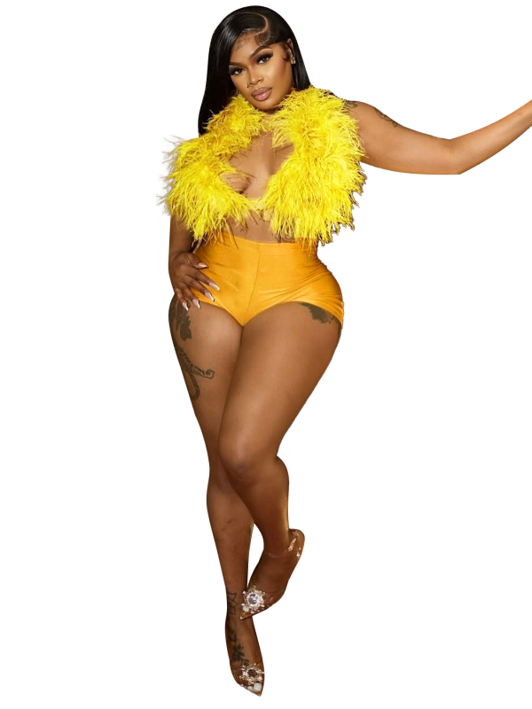 Set din satin pentru femei, din două piese, cu decolteu halter, fără mâneci, pantaloni 3/4, textură flokată, material poliester-spandex