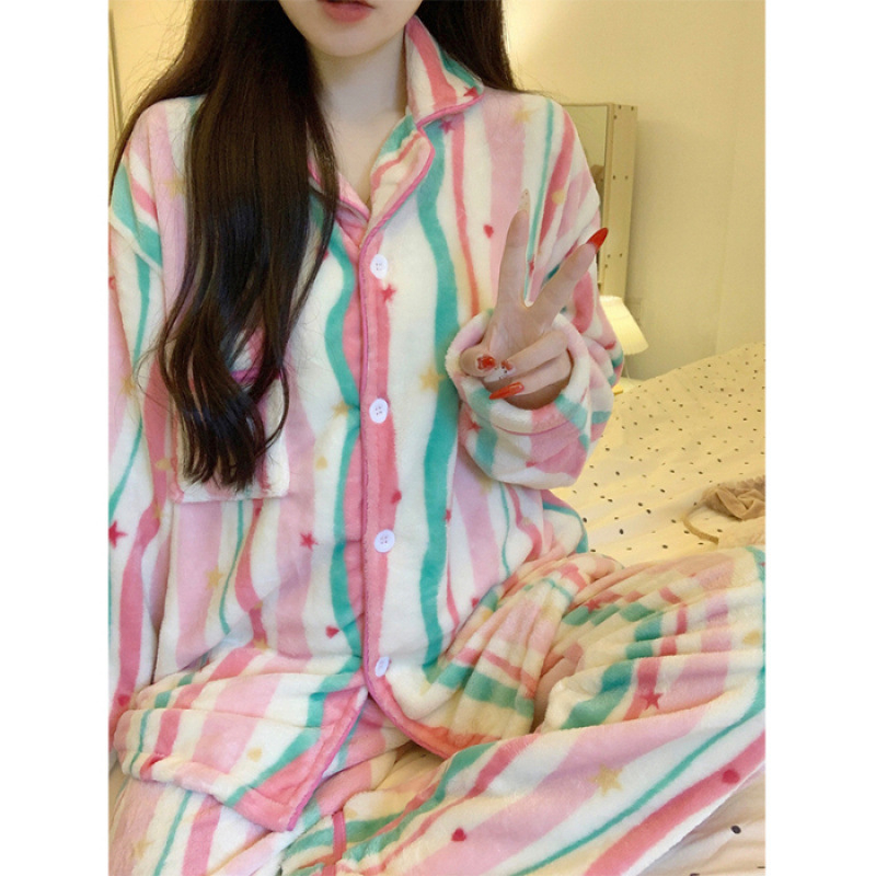 Set pijama: flanelă, 100% lână, gros (251-300 g/m²), cardigan cu mâneci lungi și pantaloni