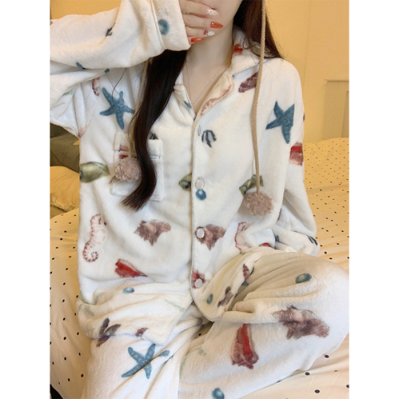 Set pijama: flanelă, 100% lână, gros (251-300 g/m²), cardigan cu mâneci lungi și pantaloni