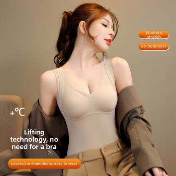 Moteriška šiluminė liemenė, poliesteris (90–95%), V formos kaklas, su įdėklu krūties pagalvė, vieno sluoksnio, 251–300 g/m²