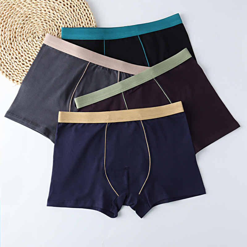 Boxer pentru bărbați din bumbac, talie înaltă, respirabile, 90-95% bumbac, model solid