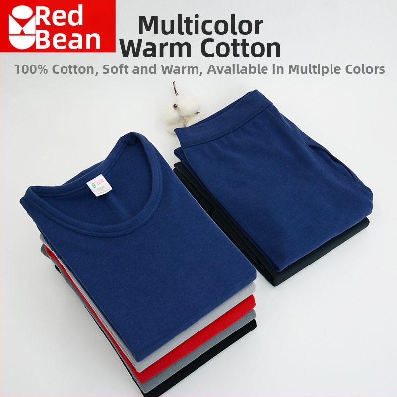 Pánska bavlnená termálne spodné prádlo set s golierom stredne vysokým, voľný strih, jednovrstvý, extra hrubý materiál 301–350 g/m², podšívka 100% bavlna, pre starších mužov.