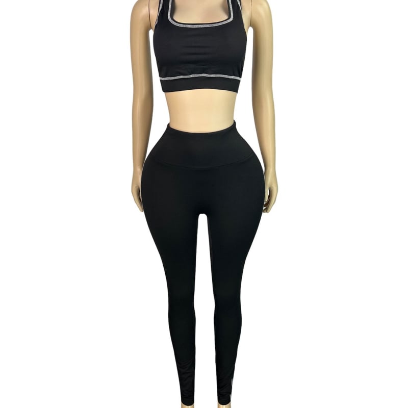 HR25038 Európai és amerikai női divat 3 részes szett: racer mellény cipzárral, hosszú ujjú, szűk nadrág — Milk Silk, Poliészter 90–95%, Spandex