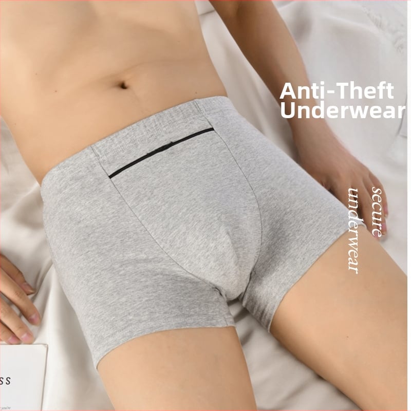 Meeste anti-kraapuv bokserid fläpp tasku ja topelt tõmblukkidega, hingav puuvillane trikotaaž, keskmine vöökoht, ühtlane muster, 90–95% puuvillasisaldus, kõigile aastaaegadele