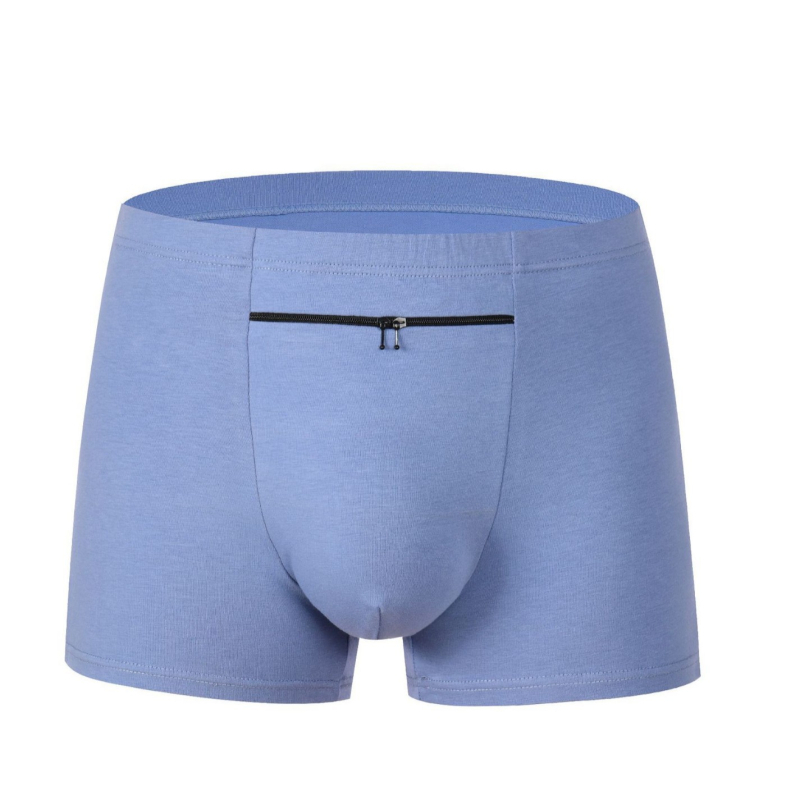 Meeste anti-kraapuv bokserid fläpp tasku ja topelt tõmblukkidega, hingav puuvillane trikotaaž, keskmine vöökoht, ühtlane muster, 90–95% puuvillasisaldus, kõigile aastaaegadele