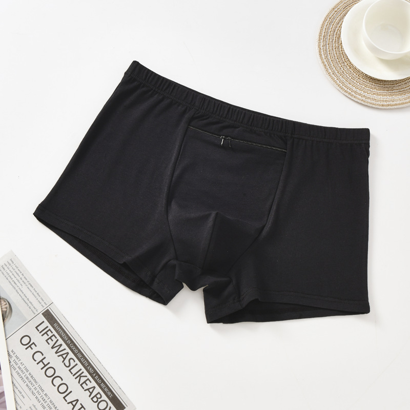 Meeste anti-kraapuv bokserid fläpp tasku ja topelt tõmblukkidega, hingav puuvillane trikotaaž, keskmine vöökoht, ühtlane muster, 90–95% puuvillasisaldus, kõigile aastaaegadele