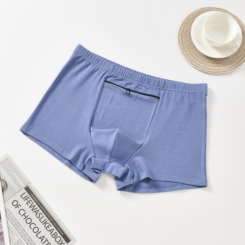 Meeste anti-kraapuv bokserid fläpp tasku ja topelt tõmblukkidega, hingav puuvillane trikotaaž, keskmine vöökoht, ühtlane muster, 90–95% puuvillasisaldus, kõigile aastaaegadele