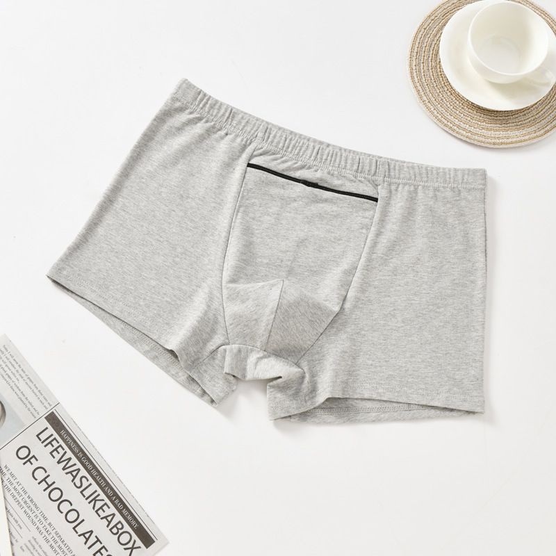 Meeste anti-kraapuv bokserid fläpp tasku ja topelt tõmblukkidega, hingav puuvillane trikotaaž, keskmine vöökoht, ühtlane muster, 90–95% puuvillasisaldus, kõigile aastaaegadele