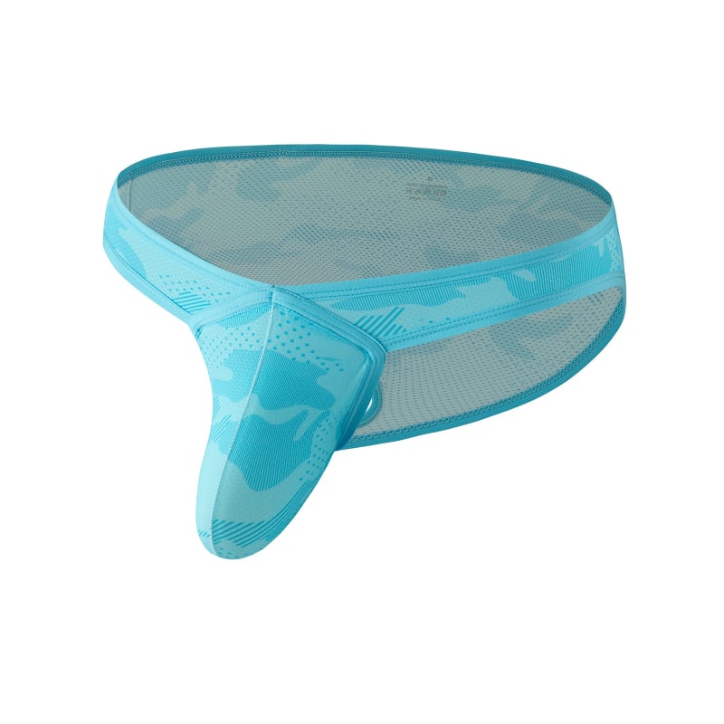 Мъжки ултра тънки мрежести бикини с камуфлажен принт, висока талия, повдигане на седалището, дишащи