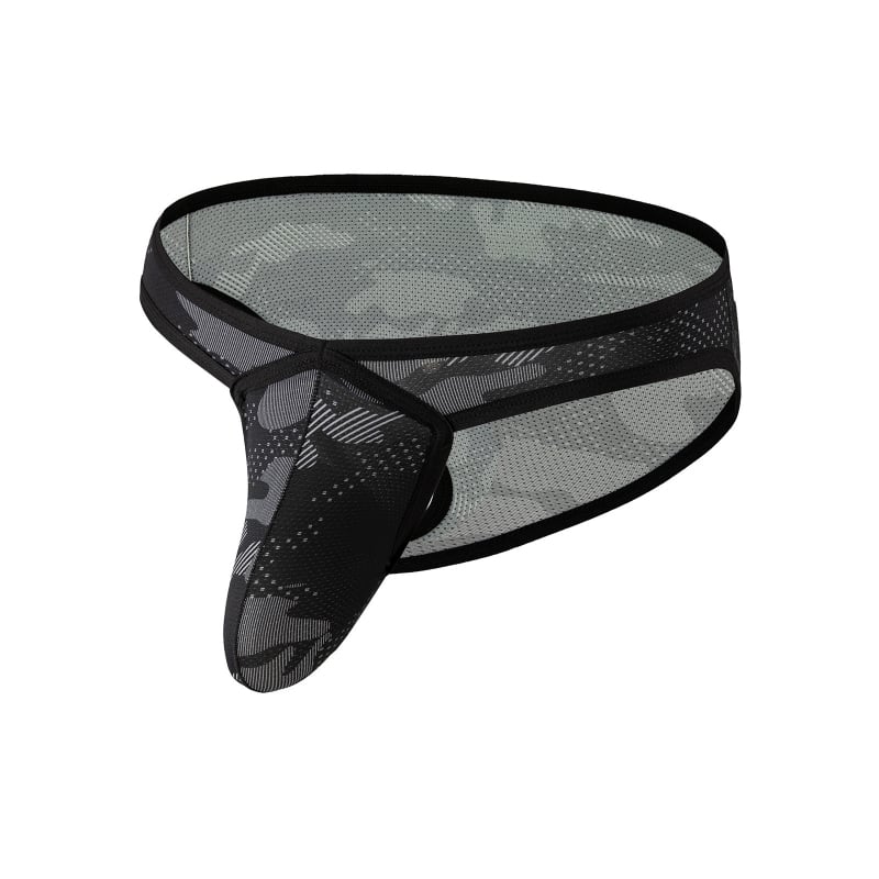 Мъжки ултра тънки мрежести бикини с камуфлажен принт, висока талия, повдигане на седалището, дишащи