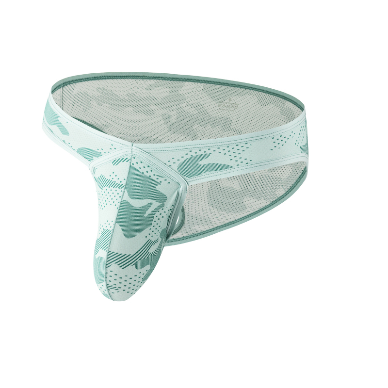 Мъжки ултра тънки мрежести бикини с камуфлажен принт, висока талия, повдигане на седалището, дишащи