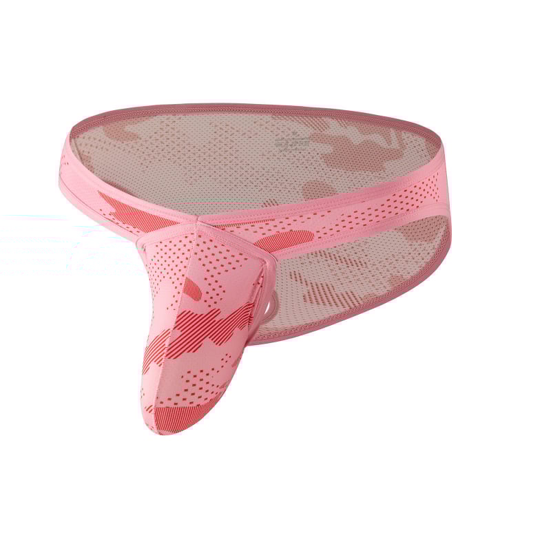 Мъжки ултра тънки мрежести бикини с камуфлажен принт, висока талия, повдигане на седалището, дишащи