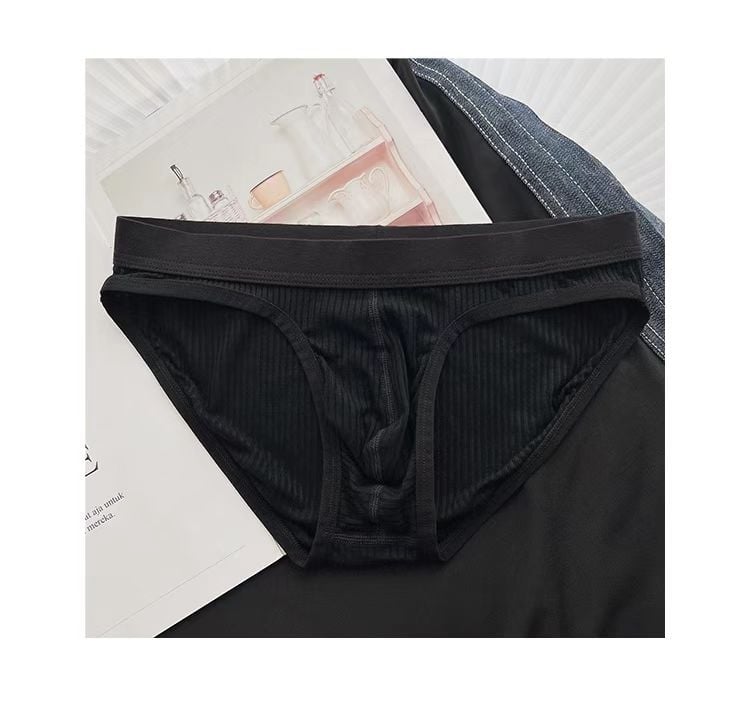 Boxeri bărbați din viscoză, respirabili, modelare a corpului, țesătură ribată, talie joasă