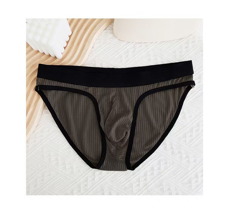 Boxeri bărbați din viscoză, respirabili, modelare a corpului, țesătură ribată, talie joasă