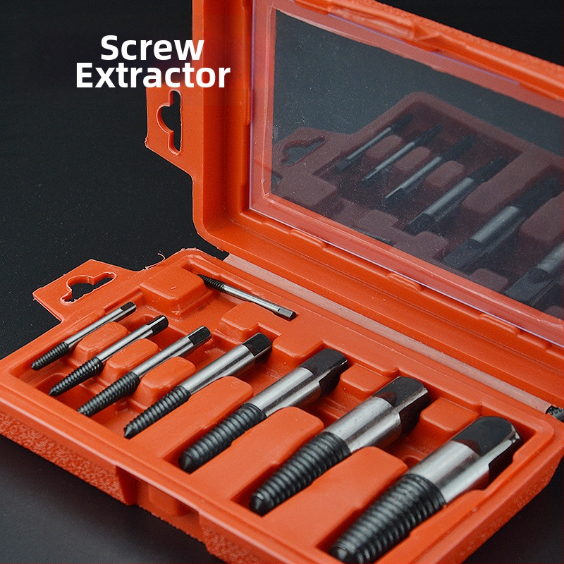 Set za vađenje slomljenih vijaka, karbonska čelika, kućna uporaba, 5/6/8 dijelova, Screw Extractor serija.