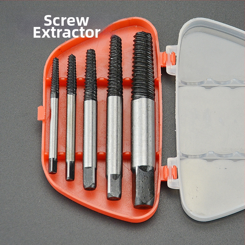 Set za vađenje slomljenih vijaka, karbonska čelika, kućna uporaba, 5/6/8 dijelova, Screw Extractor serija.