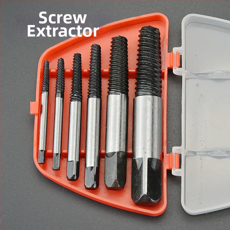 Set za vađenje slomljenih vijaka, karbonska čelika, kućna uporaba, 5/6/8 dijelova, Screw Extractor serija.