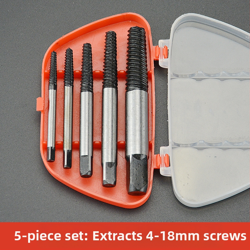 Set za vađenje slomljenih vijaka, karbonska čelika, kućna uporaba, 5/6/8 dijelova, Screw Extractor serija.