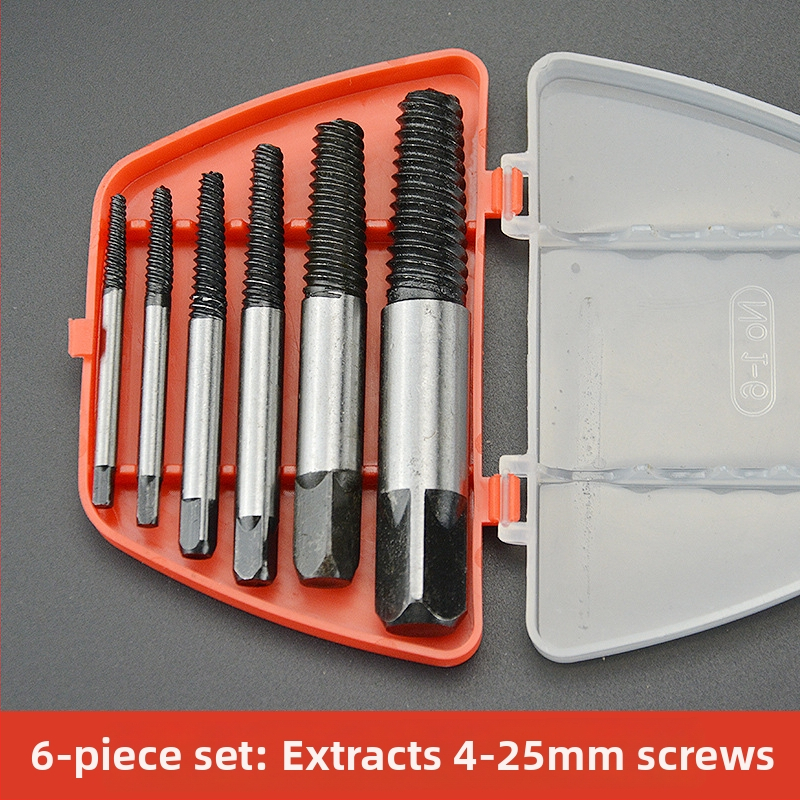 Set za vađenje slomljenih vijaka, karbonska čelika, kućna uporaba, 5/6/8 dijelova, Screw Extractor serija.