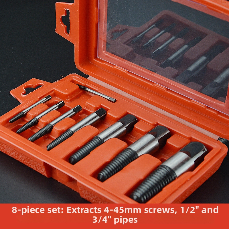 Set za vađenje slomljenih vijaka, karbonska čelika, kućna uporaba, 5/6/8 dijelova, Screw Extractor serija.