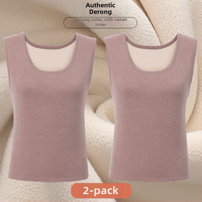 Női varrat nélküli mellény Derong akrilból, kerek nyakú, téli, közepes vastagságú 141–160 g/m²