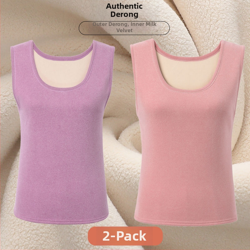 Női varrat nélküli mellény Derong akrilból, kerek nyakú, téli, közepes vastagságú 141–160 g/m²