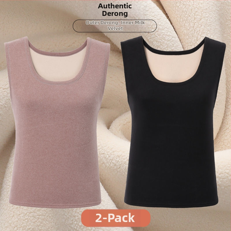 Női varrat nélküli mellény Derong akrilból, kerek nyakú, téli, közepes vastagságú 141–160 g/m²