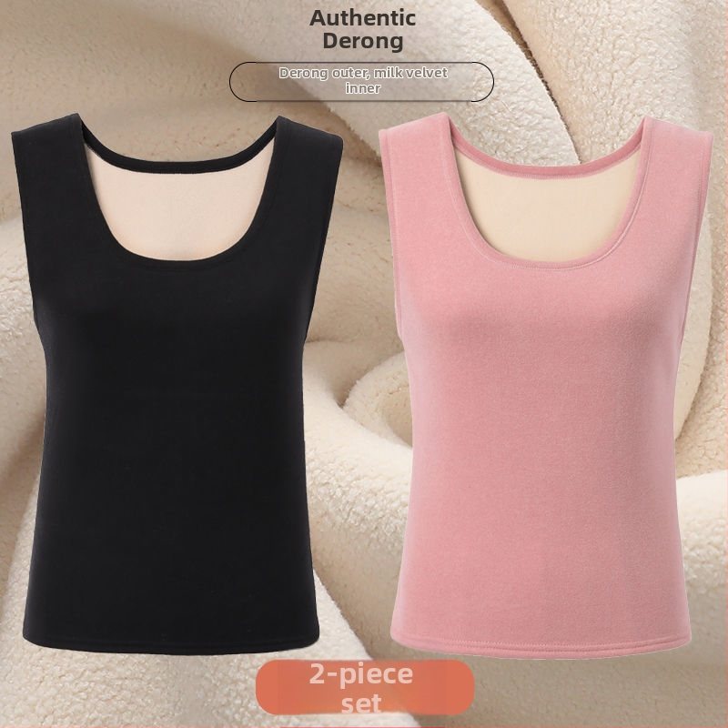 Női varrat nélküli mellény Derong akrilból, kerek nyakú, téli, közepes vastagságú 141–160 g/m²