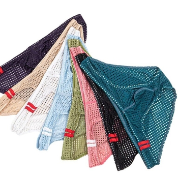 Férfi légáteresztő hálószövésű alsónemű, varrat nélküli, alacsony derék, 90–95% Spandex, ágyék tömés 95% Spandex