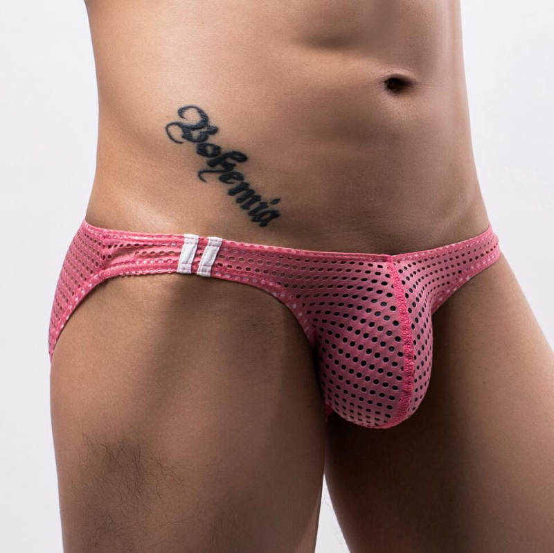 Férfi légáteresztő hálószövésű alsónemű, varrat nélküli, alacsony derék, 90–95% Spandex, ágyék tömés 95% Spandex