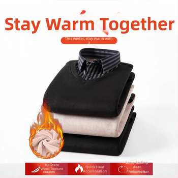 Meeste võlts kaks-osaline särk, pikkade varrukatega, ruudukujuline krae, fleece-vooder, polüester, triibuline muster