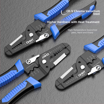 Chint Клещи за обелване на проводници – многофункционални професионални клещи за обелване, кримпване и рязане; Форма: клещи за обелване на проводник; Тегло: 0.11