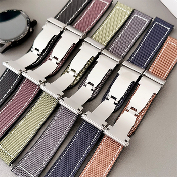 Okosóraszíj vászonból és bőr betéttel, mágneses csattal, 20/22 mm, Huawei kompatibilis