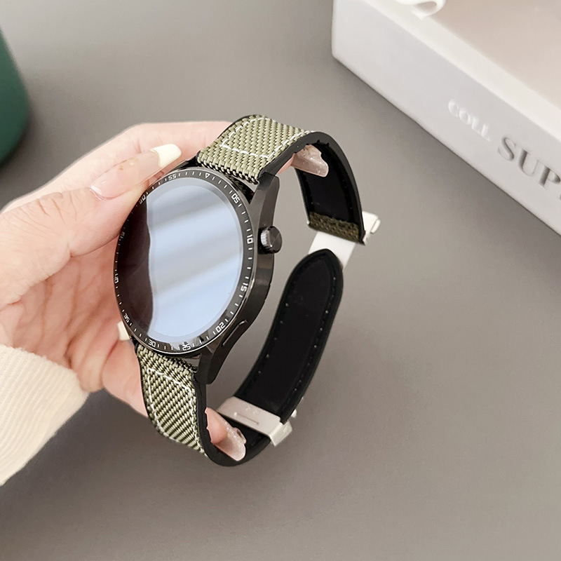 Okosóraszíj vászonból és bőr betéttel, mágneses csattal, 20/22 mm, Huawei kompatibilis