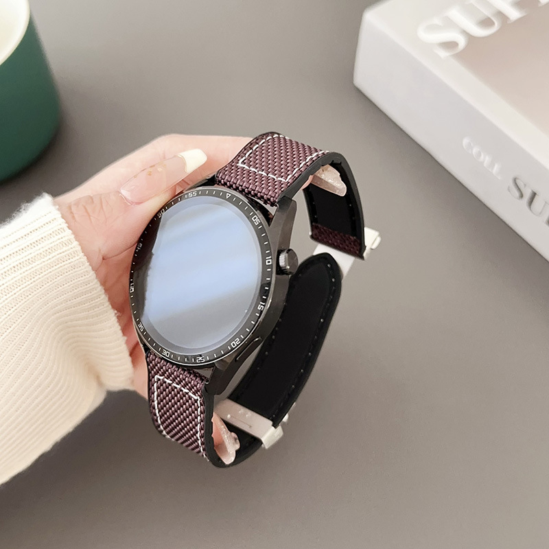 Okosóraszíj vászonból és bőr betéttel, mágneses csattal, 20/22 mm, Huawei kompatibilis