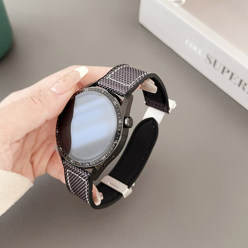 Okosóraszíj vászonból és bőr betéttel, mágneses csattal, 20/22 mm, Huawei kompatibilis