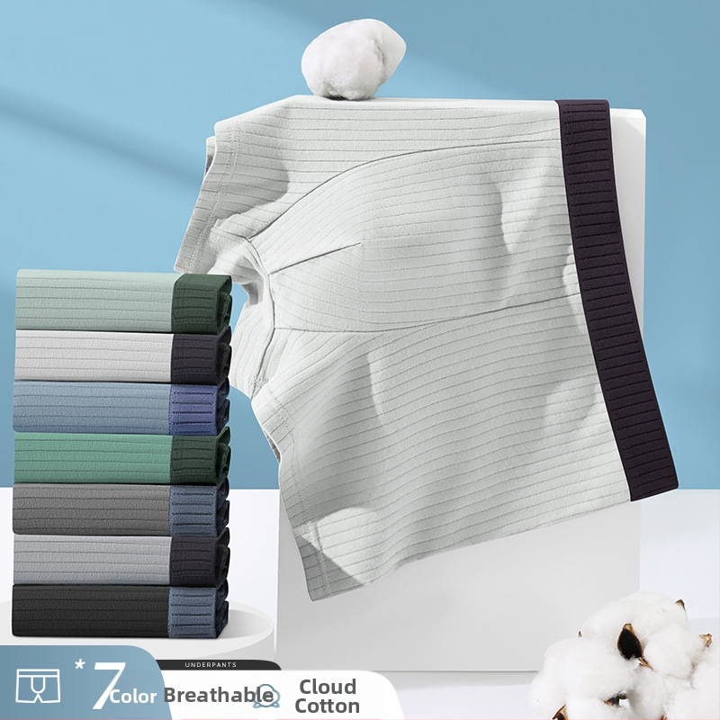 Pánske boxerky z čistej bavlny, priedušné, stredný pás, jednofarebné, podšívka rozkroku z viskózy